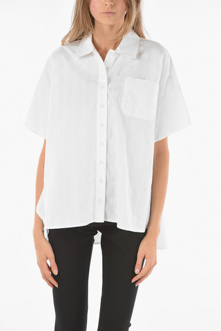 Poplin Cotton ANAGRAM Striped Shirt with Batwing Short Sleeves