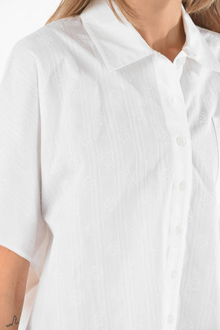 Poplin Cotton ANAGRAM Striped Shirt with Batwing Short Sleeves