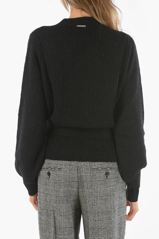 Cardigan a Portafoglio in Misto Alpaca
