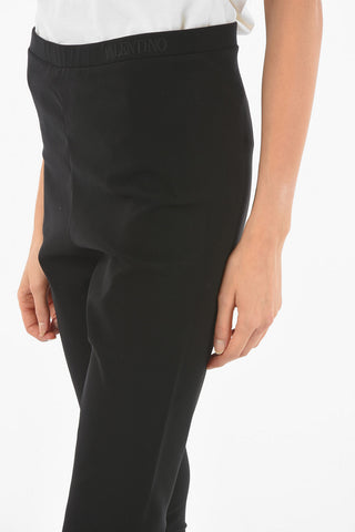 Leggings in Misto Viscosa con Logo Ricamato
