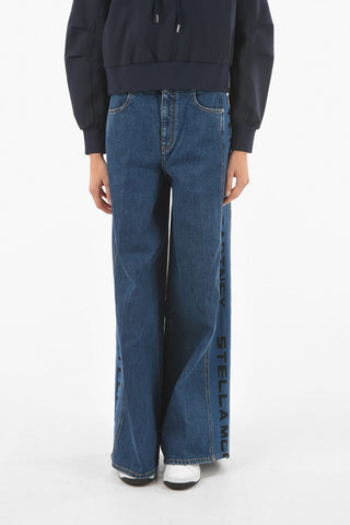 Side Logoed Band Recycled Cotton Palazzo Denims