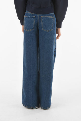 Side Logoed Band Recycled Cotton Palazzo Denims