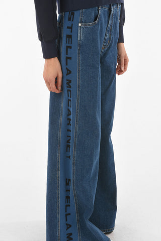 Side Logoed Band Recycled Cotton Palazzo Denims