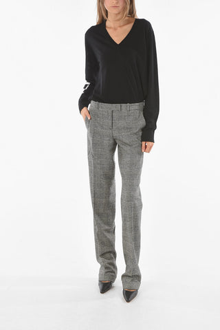 District Check Stretch Virgin Wool Straight Fit Pants