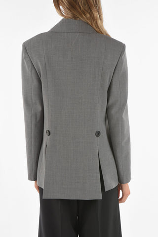 Virgin Wool Blend Double-breasted Blazer with Slits