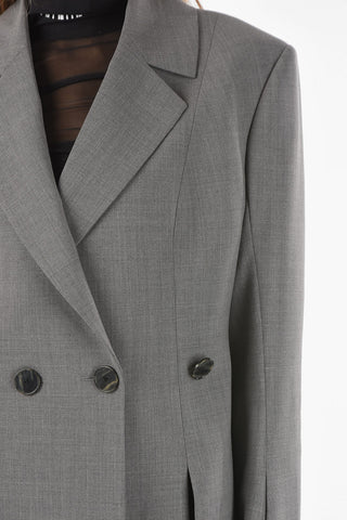 Virgin Wool Blend Double-breasted Blazer with Slits