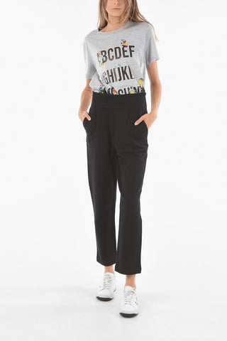 LOVE Single-pleated Cotton Joggers with Glittery Logo
