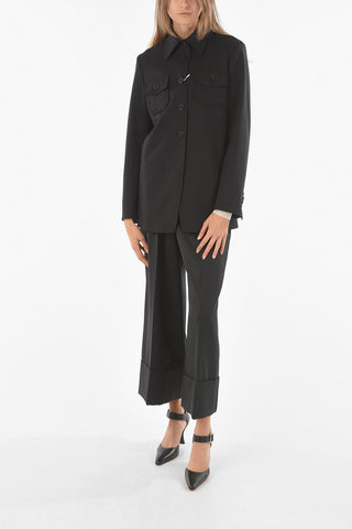 Virgin Wool Blend Shirt With Front Pockets