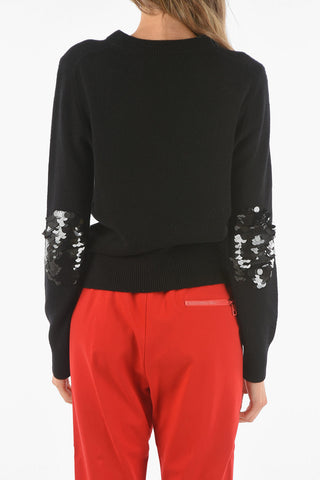 Crew Neck Cashmere Sweater with Sequined Detail