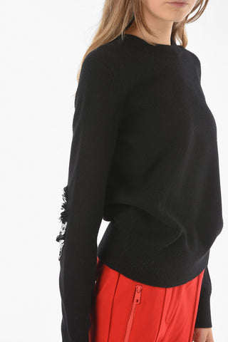 Crew Neck Cashmere Sweater with Sequined Detail
