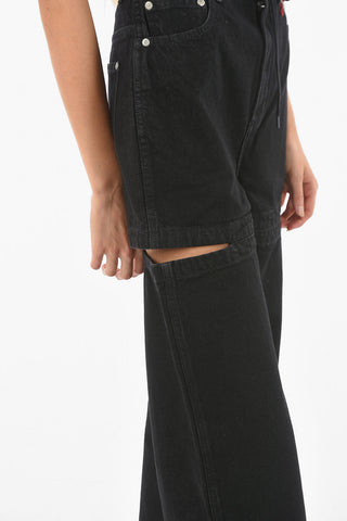 Cut Out Detail Mom Fit Denims with Drawstring