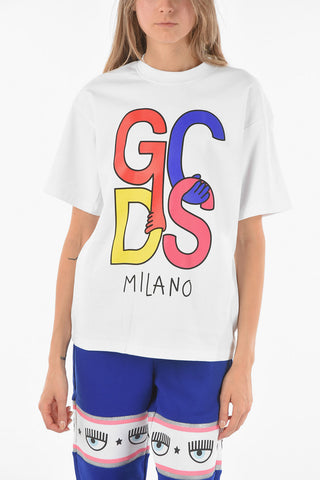 Crew Neck GCDS MILANO Front Printed T-Shirt