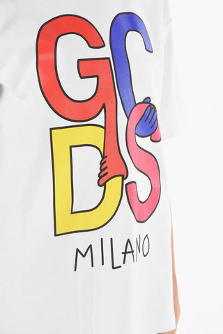 Crew Neck GCDS MILANO Front Printed T-Shirt