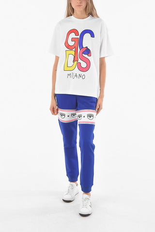Crew Neck GCDS MILANO Front Printed T-Shirt