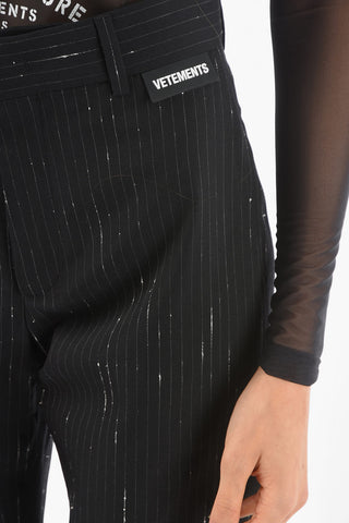 Belt Loop DESTROYED PINSTRIPE Capri Pants