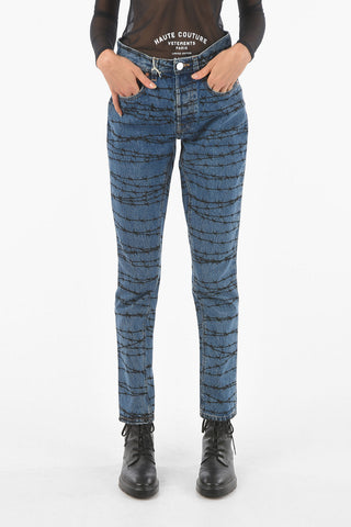 5 Pocket Barbed Wire Printed Denims