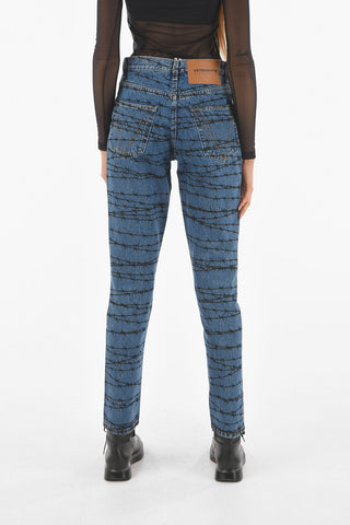 5 Pocket Barbed Wire Printed Denims