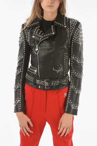All-Over Studded Leather Biker Jacket