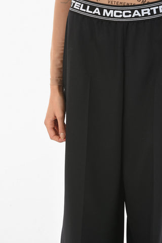 Wool Pants with Logoed Elastic Band and Ankle Drawstrings