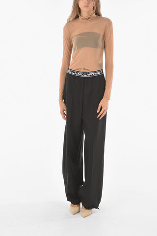 Wool Pants with Logoed Elastic Band and Ankle Drawstrings