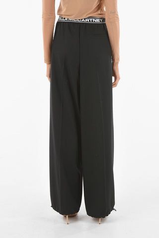 Wool Pants with Logoed Elastic Band and Ankle Drawstrings