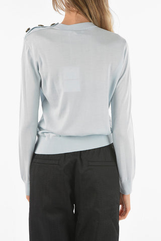 Maglia in Lana e Seta con Collo Abbottonato