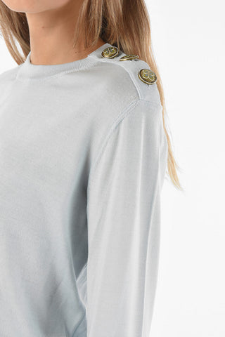Maglia in Lana e Seta con Collo Abbottonato
