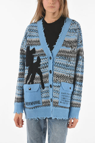 Cardigan in Lana a 2 Tasche con Scollo a V