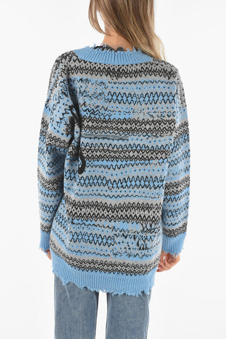 Cardigan in Lana a 2 Tasche con Scollo a V