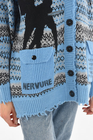 Cardigan in Lana a 2 Tasche con Scollo a V