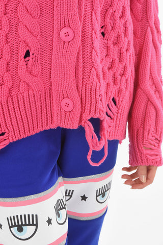 Cardigan a Collo Alto in Lana Distressed