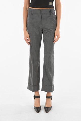 Pantaloni In Lana con Risvolto