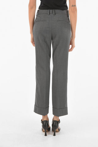 Pantaloni In Lana con Risvolto