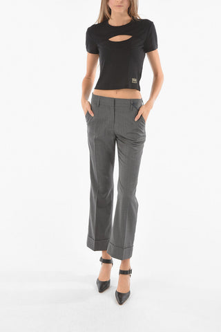 Pantaloni In Lana con Risvolto