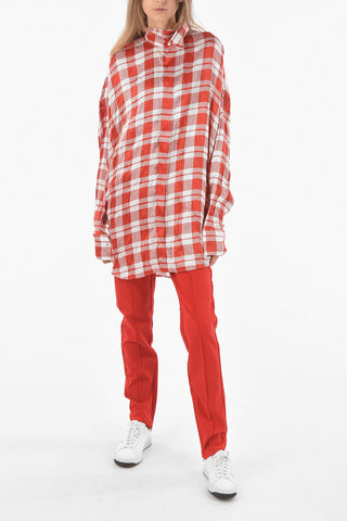 Oversized Silk Shirt with Neck Sash