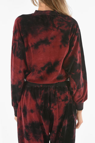 Felpa Crop in Velluto Tie Dye con Coulisse