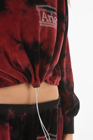 Felpa Crop in Velluto Tie Dye con Coulisse