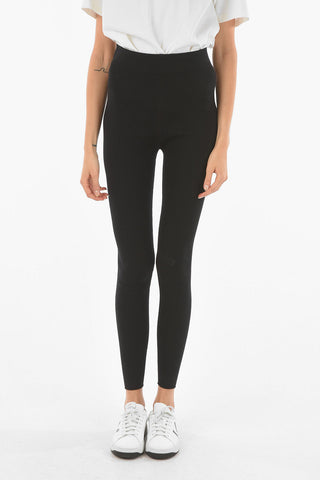 Super High-waisted Ribbed Silk Blend Leggings