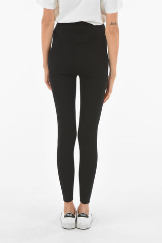 Super High-waisted Ribbed Silk Blend Leggings