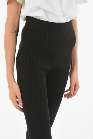 Super High-waisted Ribbed Silk Blend Leggings