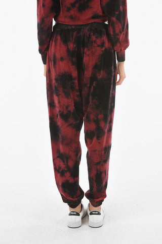 Joggers in Velluto Tie Dye con Logo in Cristalli
