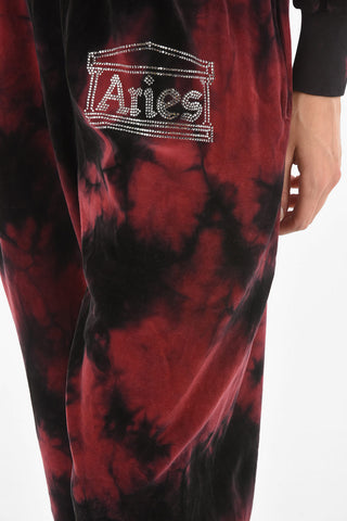 Joggers in Velluto Tie Dye con Logo in Cristalli
