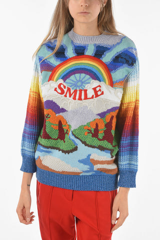 Embroidered SMILE Wool and Cotton Pullover
