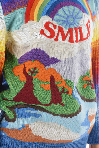 Embroidered SMILE Wool and Cotton Pullover