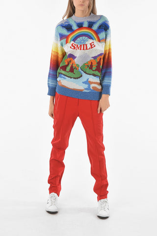 Embroidered SMILE Wool and Cotton Pullover