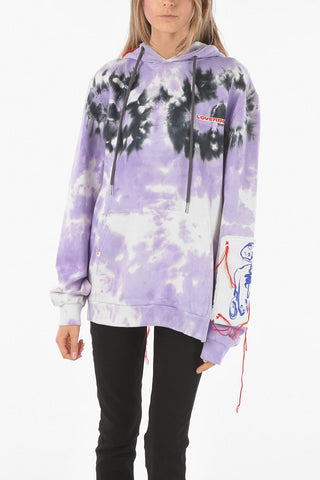 Tie Dye Cotton Oversized Hoodie with Patch