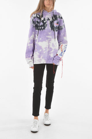 Tie Dye Cotton Oversized Hoodie with Patch