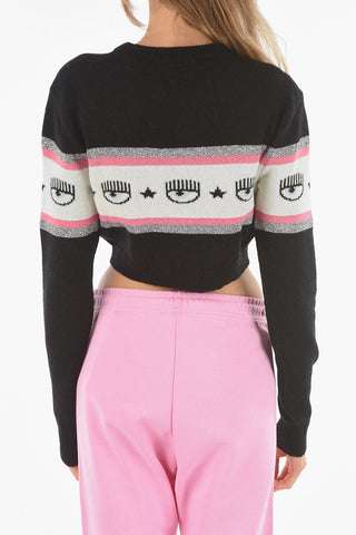 Crew Neck MAXILOGO MANIA Wool Crop Sweater