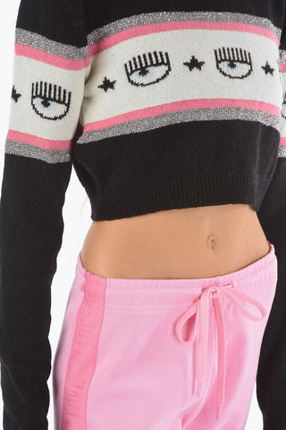 Crew Neck MAXILOGO MANIA Wool Crop Sweater