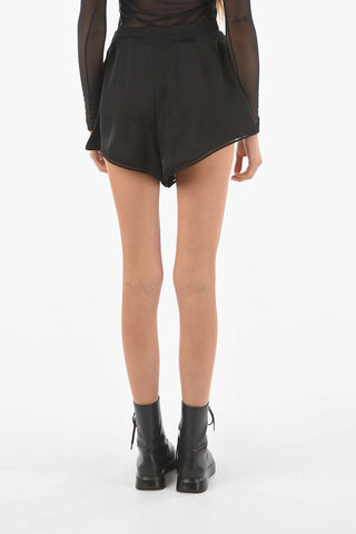 Single-pleated Side Zipped Silk Shorts